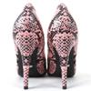 GUCCI pumps GG rhombus python print heels Pink black leather Women 36.5 738689 Used