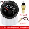 Rote Hintergrundbeleuchtung 2" 52mm Öltemperaturanzeige 50~150℃ mit Alarm Öltemperaturmesser+Sensor 1/8NPT M14X1.5 Für Marine Auto Boot 9-32V