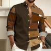 Nuova camicia da uomo a blocchi di colore patchwork a maniche lunghe, camicia casual da lavoro a righe geometriche, top da uomo slim-fit, taglie S-6XL.