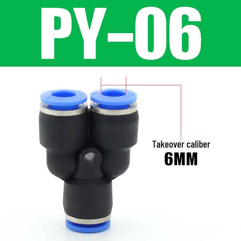 Pneumatic Quick-Connect T-Type Tee for Air Hoses, Equal Diameter, 4/6/8/10/12mm
