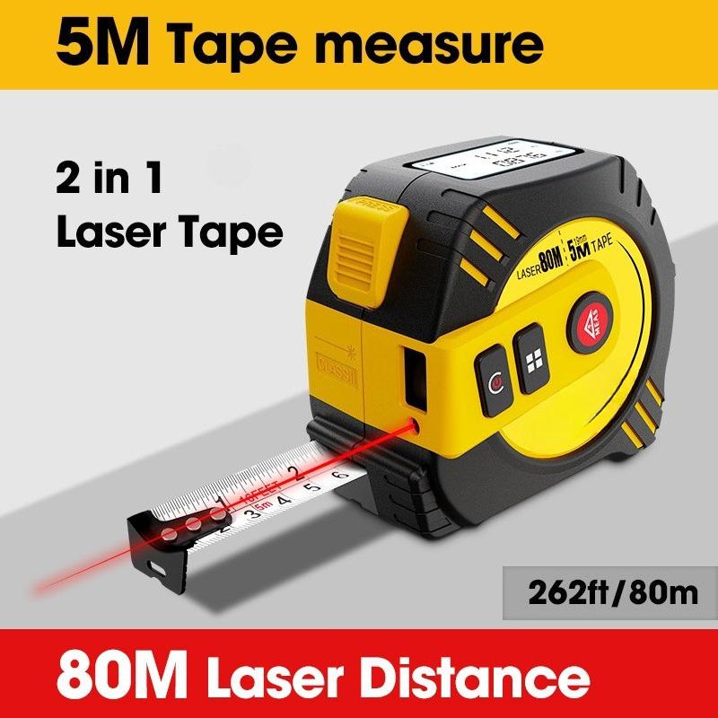 40m/80m Digital Distance Meter Accurate Measurements Laser Tape Measure USB Rechargeable Steel Tape Measuring Tool