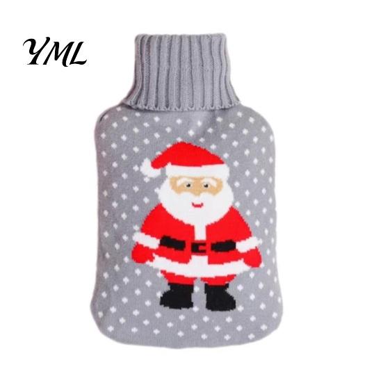 PVC Hot Water Bottle 1000/2000ML Christmas Bottle, Cartoon Bag with Knit Holiday Cover, Long Lasting Heat Retention, Winter Warm