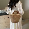Large Capacity Weave Straw Bag Casual Woman Handbag Ins Bucket Shoulder Bag  Holiday