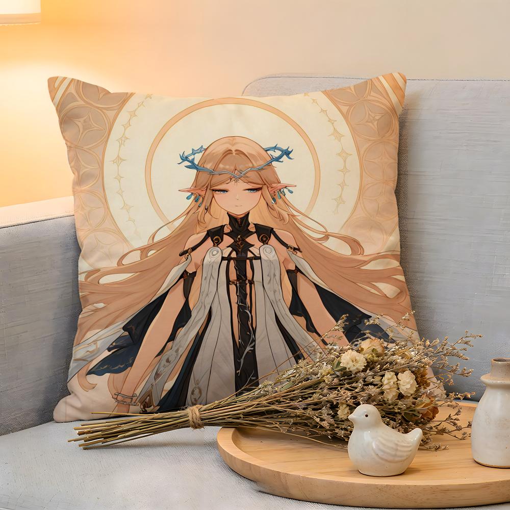 Cushion Cover  Linen SkinFriendly Soft Decorative Case For Sofa Home Decor WWuthering Waves Cartethyia Anime Game Pillow cover