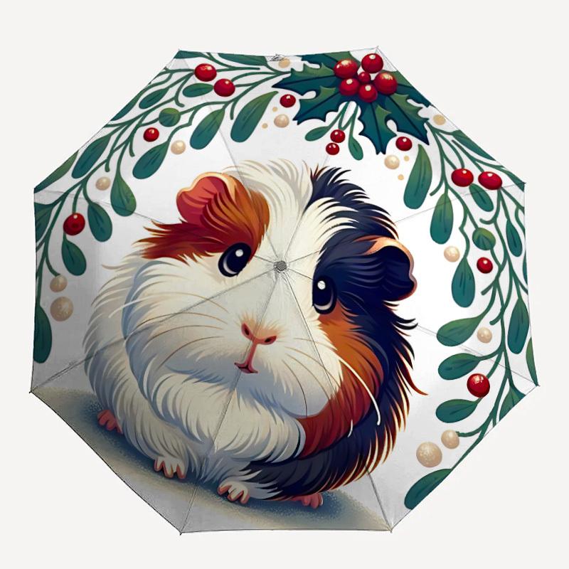 

1pc Guinea Pig Wreath Automatic Umbrella - 8-Rib Durable Frame, Portable Fashion Accessory & Holiday Gift yy251117181