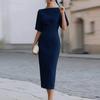 Nuovi abiti da donna primaverili, vendita calda transfrontaliera europea e americana, alla moda ed elegante, tinta unita, aderente, vestito da sera aderente