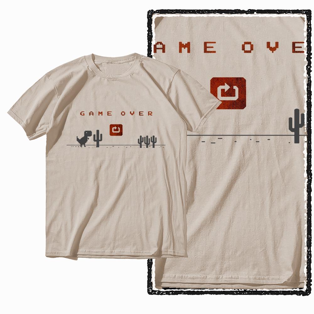 G79 Beige Cotton Streetwear Dino Dinosaur Graphic Men T-shirt |  Big Size Cool Vintage O-neck Men's Tee Tshirt