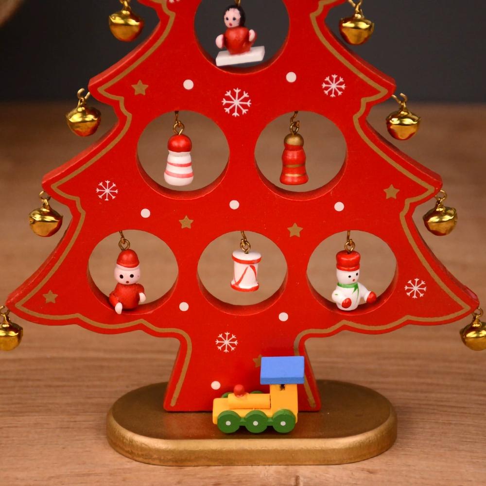 Wooden Christmas Tree Desktop Ornament DIY Mini Christmas Tree Decorations Window Display Ornament Adornos Navideños