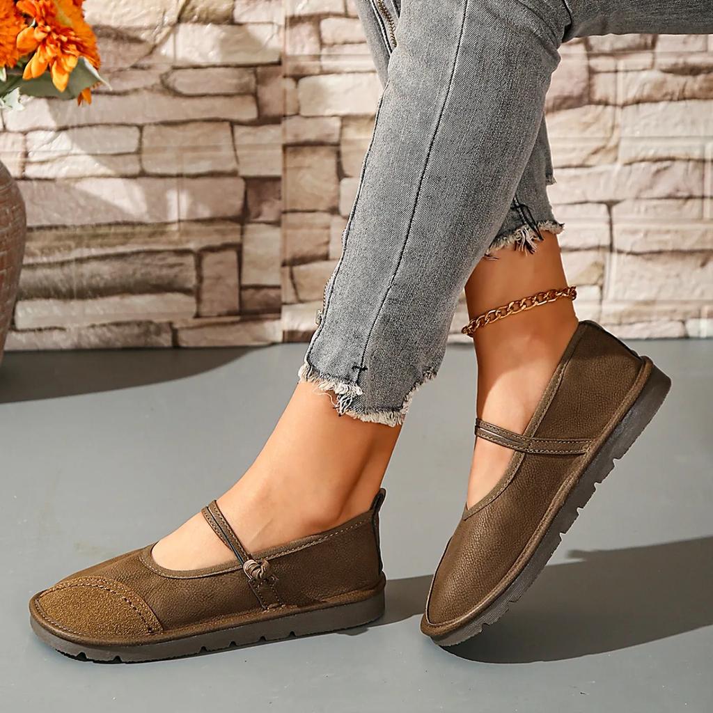 NEW Leisure Tenis Femimino Round Toe Retro Soft Sole Summer New Flats Buckle Fashion Mom Single Shoes Women's Flat Shoes
