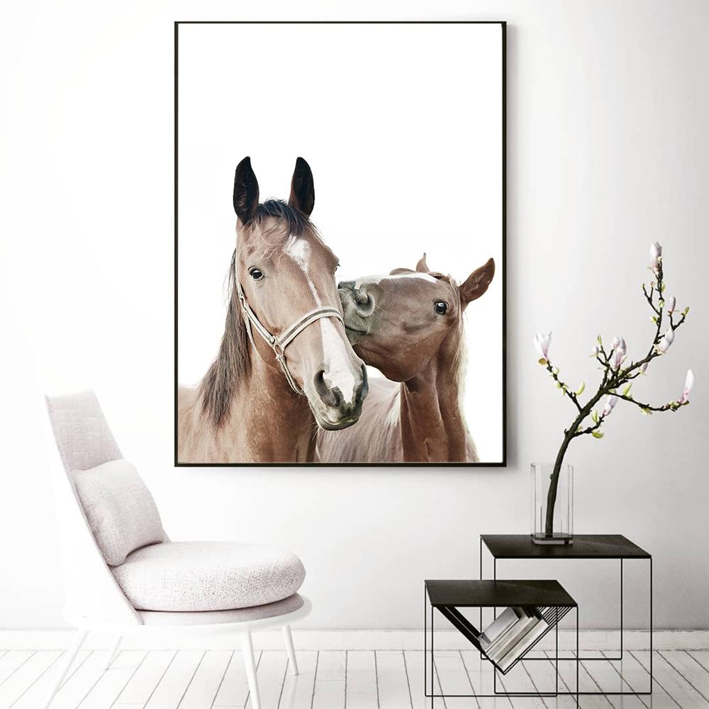 Horses Wall Art Canvas Posters and Prints Minimalist Animal Painting Picture for Living Room Modern Home Decoration