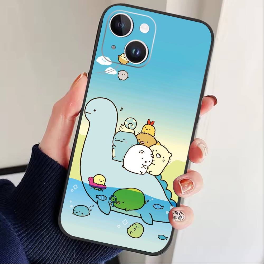 

S-Sumikko Gurashi Phone Case For iPhone 16,15,14,13,12,17,Pro Max,Plus Silicone Black Case iPhone15