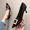 Single shoes women's new high heels pointed thin heels rhinestone versatile girl black cm cm