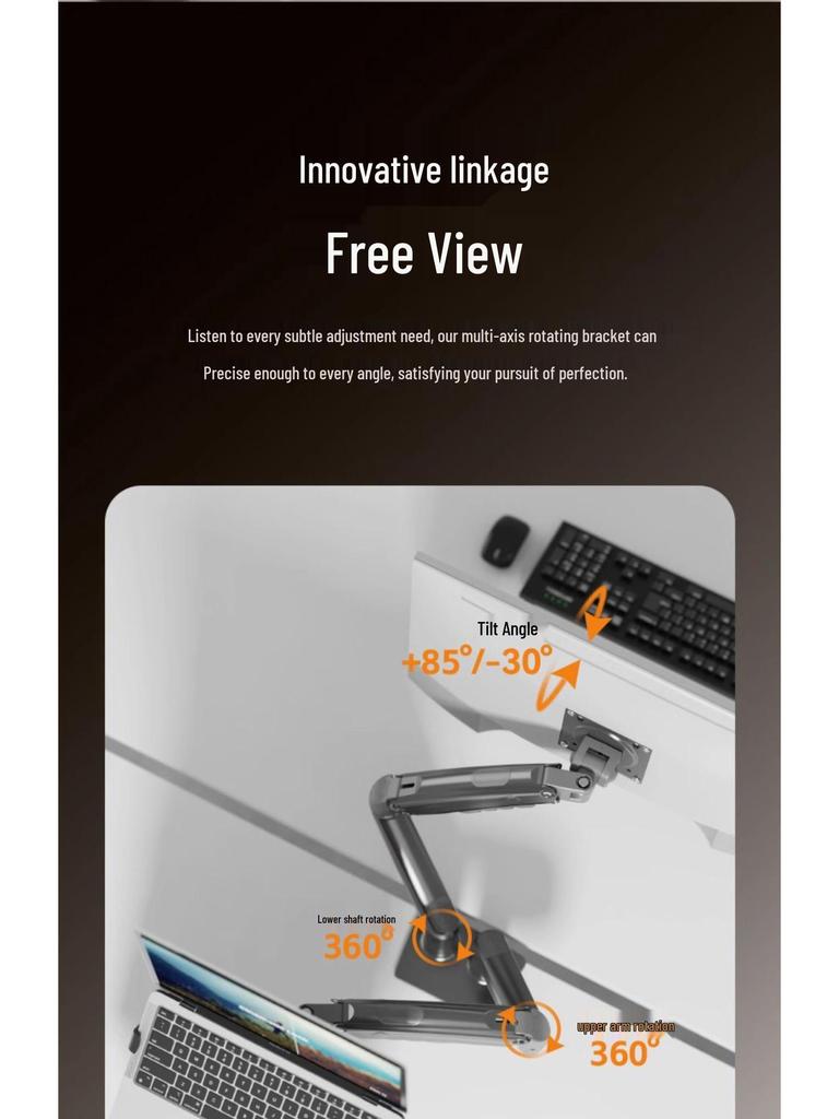 Dual Monitor & Laptop Rotating Stand with Adjustable Tray Height