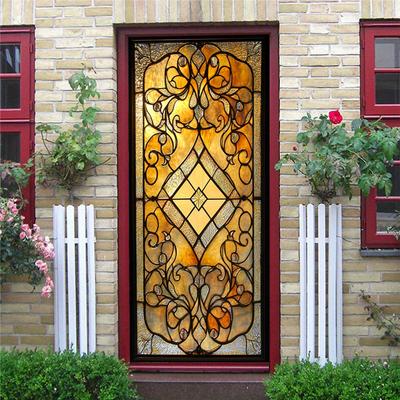 1Pcs Floral Design Wallpaper Self Adhesive Door Mural Removable Vinyl Home Decor Art Decal Wooden Scenery Wall Poster Stickers Porte Deursticker