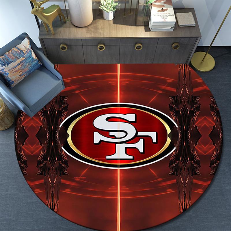San Francisco 49ers Round Area Rug,Carpet Rug for Living Room Bedroom Sofa Playroom Decor,Non-slip Floor Mat