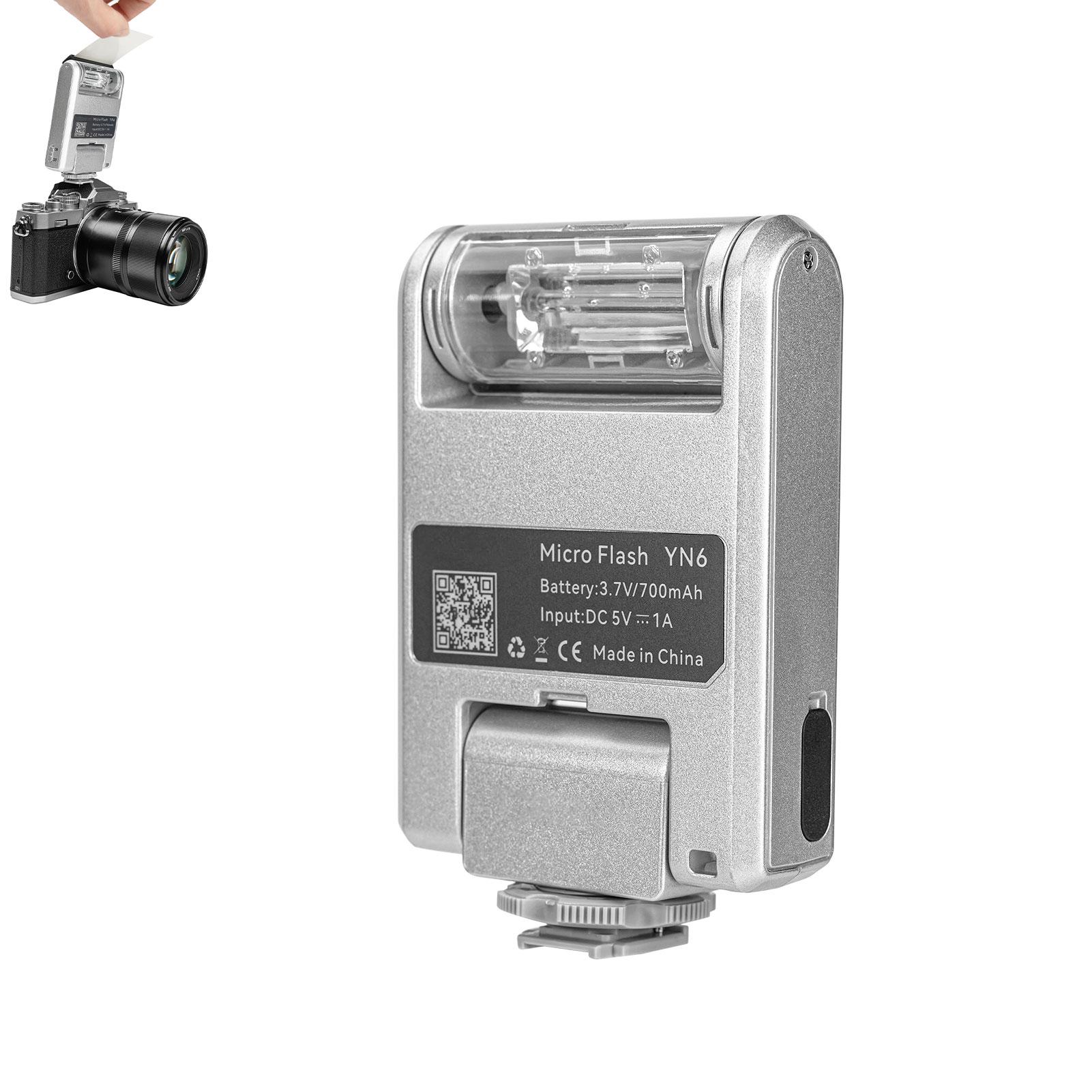 YN6   Standard Hot Shoe Flash 4 Output Levels 105 degrees  Rotation Shooting Portable Design 5600K Color Temperature Separation Highlight E
