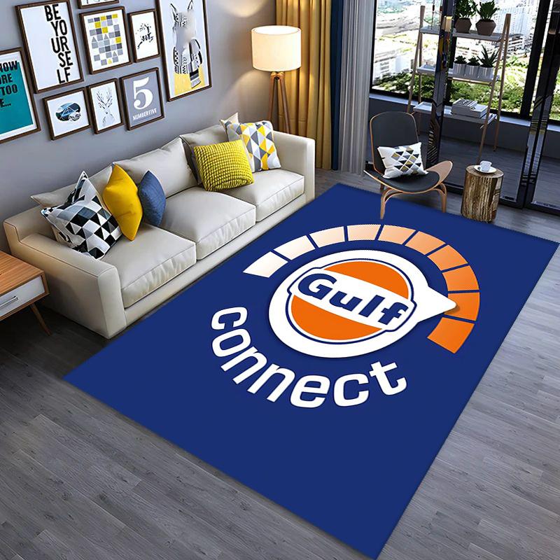 Tappeto con logo Gulf per soggiorno e camera da letto, tappetini per pavimenti, tappetino da bagno artistico, alla moda