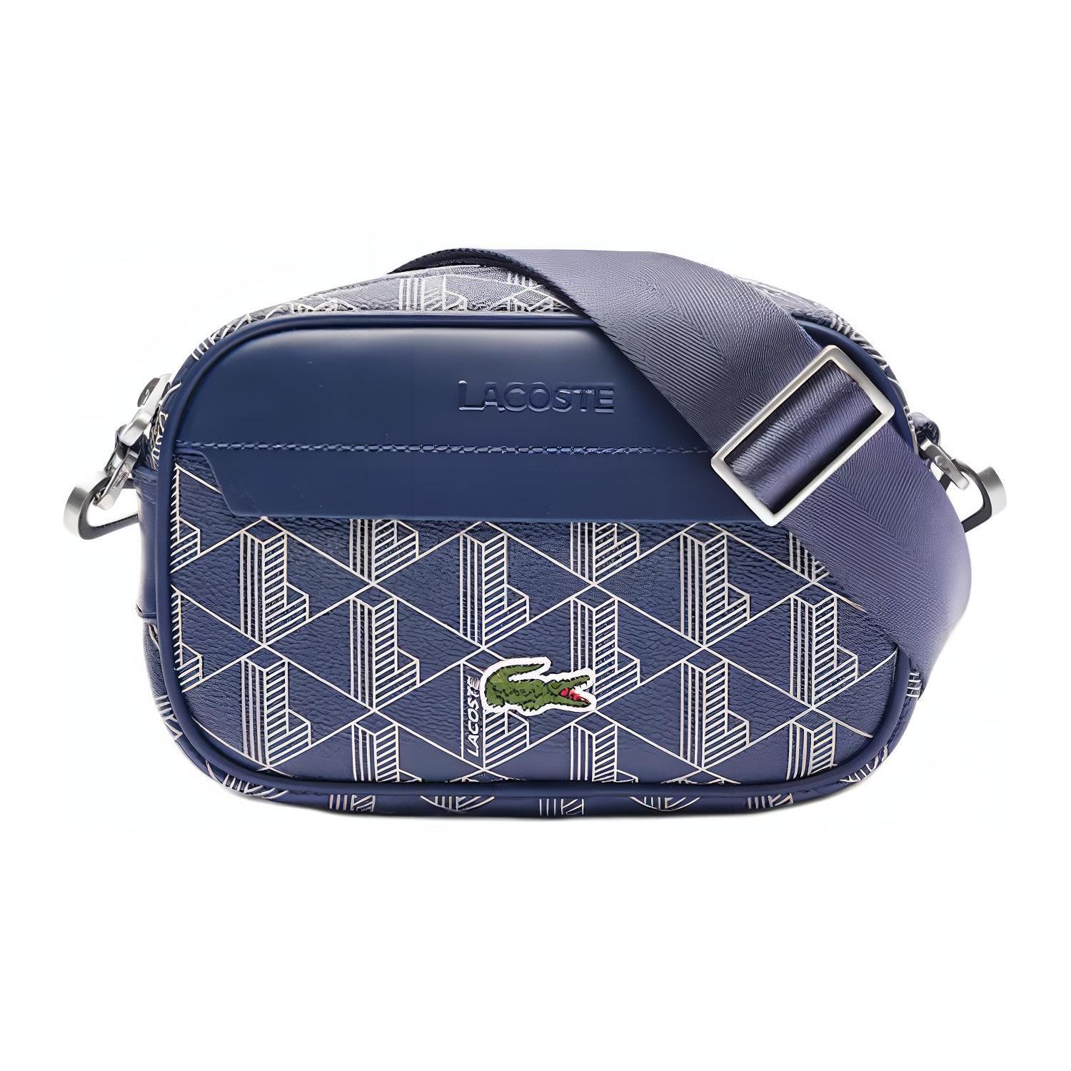 Lacoste Casual Crocodile Pattern PVC Crossbody Shoulder Bag Small Men bags Ocean-Blue NH4586BGM83 Ocean Blue,Small