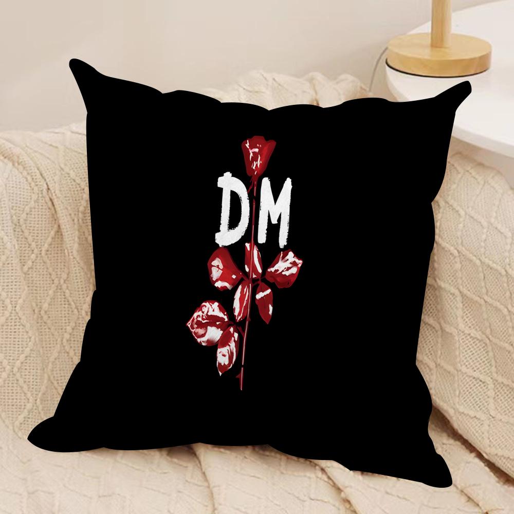 DDepecheMode LOGO Cushion Cover Silky Short Plush Invisible Zipper Dustproof Sofa Pillow Case for Home Decor
