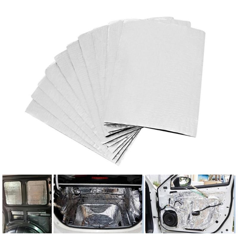 Set Of 10 Automotive Sound Insulation Mats, Aluminum Foil Backed Insulation Pads Dampening Sheets For Car Door Ceilings