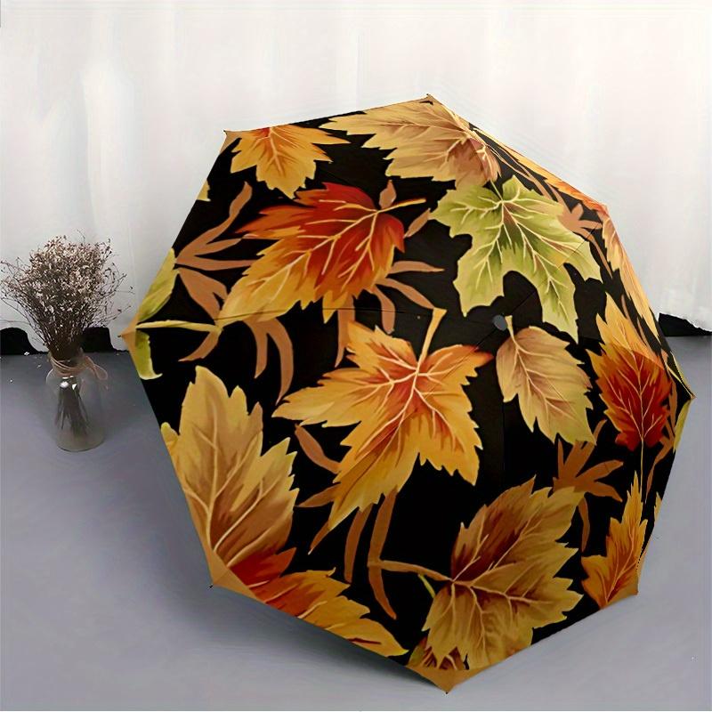 1pc Autumn Leaves Pattern Automatic Open/Close Umbrella, Ideal Fan Gift for Birthday, Christmas, Trendy Fashion yy250828032