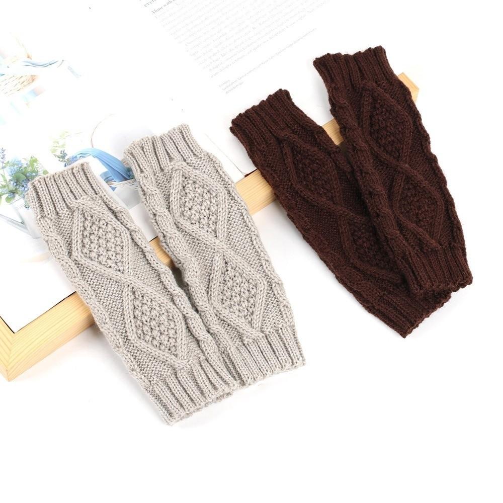 Soft Fingerless Gloves Knitted Crochet Warm Knit Mittens Fashion Winter Warm Gloves  Cold Weather