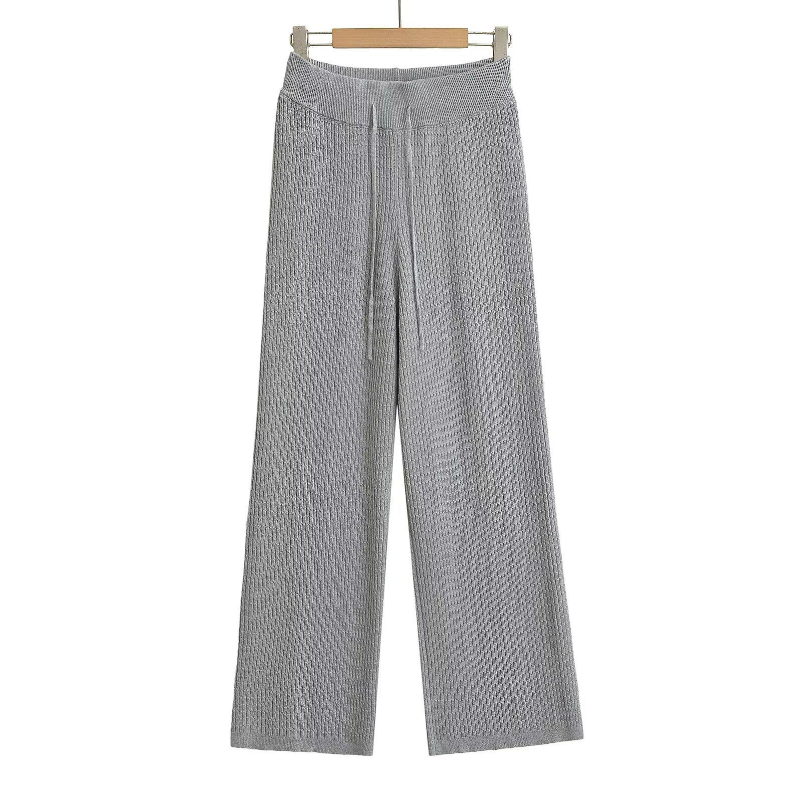 

Женские брюки широкого кроя с высокой талией, однотонные, с текстурой, осень 2024 г. Small серый