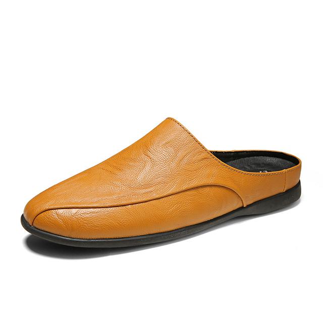 Zapatos de verano para hombre, mocasines casuales de moda para hombre, pantuflas de cuero genuino, transpirables, sin cordones, para conducir, mocasines para hombre