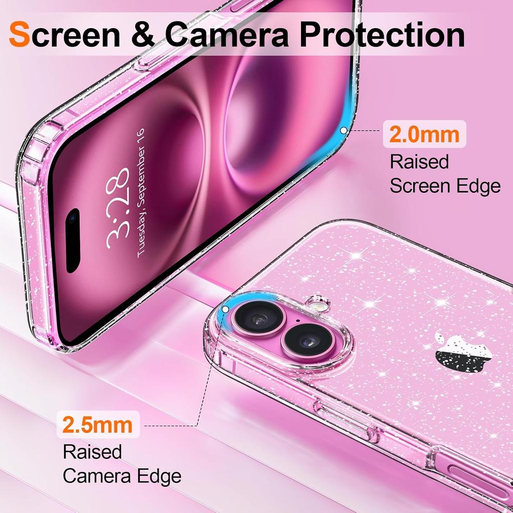 Clear Glitter Sparkly Bling Sparkle Cute Cover Case for Iphone 16 E 16E Pro Max 15 Plus 14 13 Mini 12 11 X Xs Xr Se 2022 2020 7 8 6 6S Phone Accessories