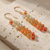 Orange Opal Shaded Beads Drop and Dangle Earrings, Natural Orange Opal Rondelle Beads Earrings, October Birthstone Jewelry, Delicate Gift