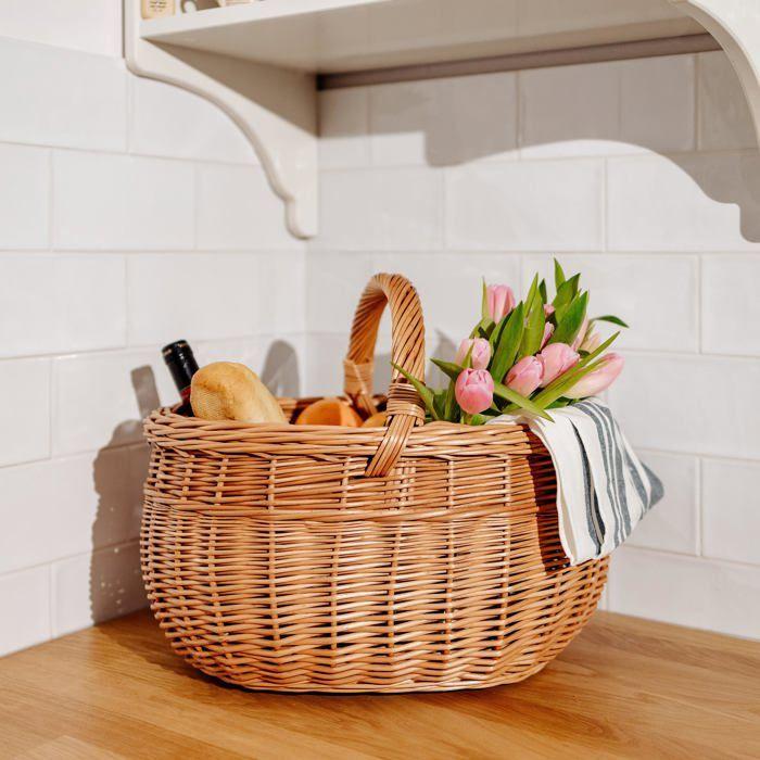 Panier pique-nique - CREATIVE HOME - Creative Home - Osier artisanal - Marron naturel - Ficelles amovibles