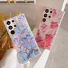 Leuchtende Flüssig-Treibsand-Hülle mit Blumendruck für Samsung S25 Ultra S24 Plus S23 S22 A55 A35 A15 Transparent Stoßfest Anti-Fall Handyhülle