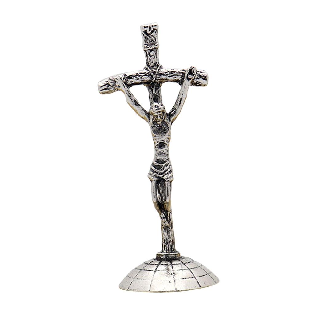 Tabletop Crucifix Standing Cross Traditional Christian Table Decoration for Home Office Portable Durable Fine Workmanship