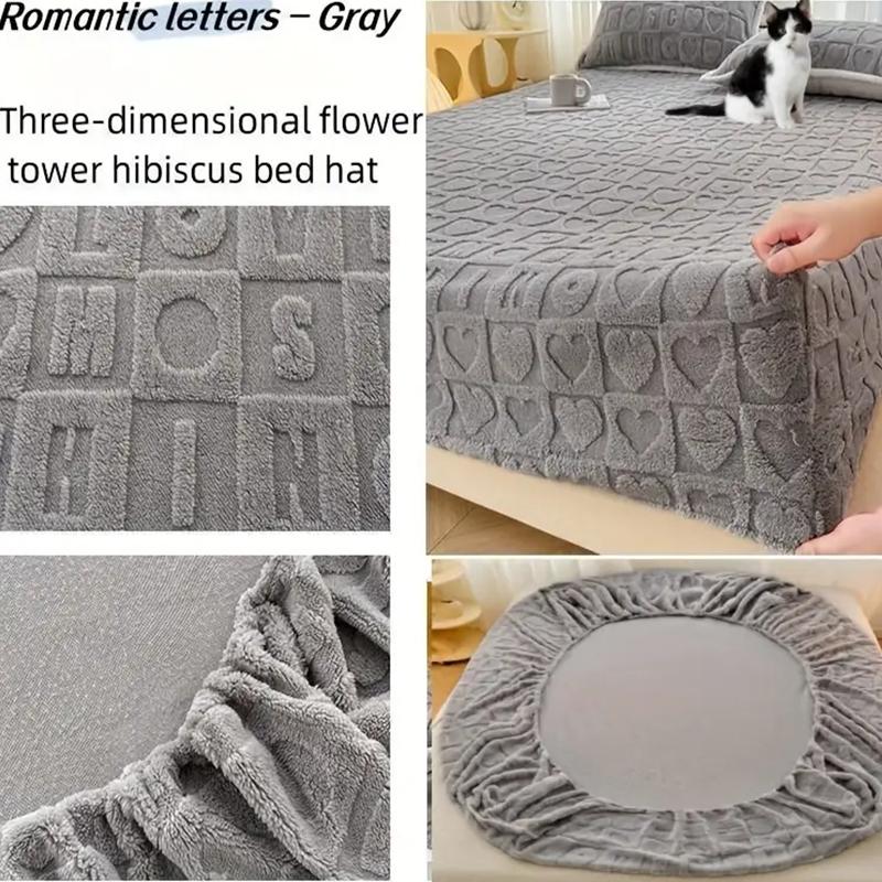 New Luxury Winter Fitted Sheet with Extra Fluff, Bed Cover Protector, Full Wrap Fitted Sheet, Non-Slip Grip, Comfort, Thick & Soft, Machine Washable