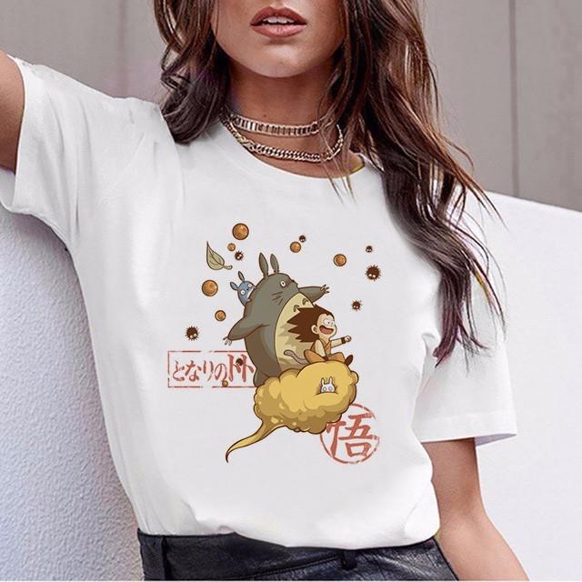 Anime Totoro T Shirt Women Top Tee Shirts Spirited Away T-Shirt Tshirt Korean Style Kawaii 90S Graphic Harajuku Female Ulzzang