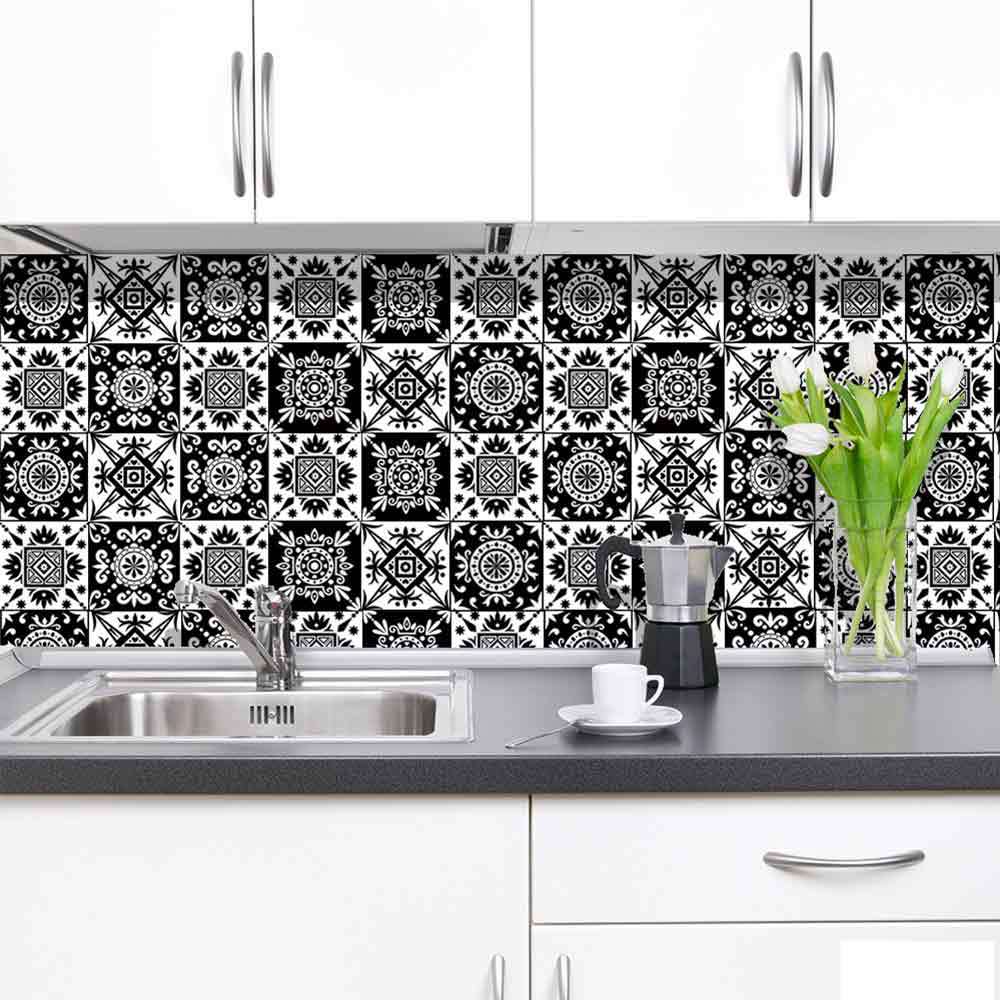 Black And White Wallpaper Self-Adhesive Decorative Bedroom Floor Waterproof Tile Sticker Sticker Wear-Resistant Tile Sticker