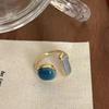 Vintage Enamel Oil Open Gold Rings Checkerboard Finger Ring  Accessories Jewelry Gift