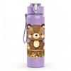 1PC Forest Brown Bear 750ml Color Plastic Sports Water Bottle Leakproof Flip Straw Lid Suitable for Sports Office Home Use