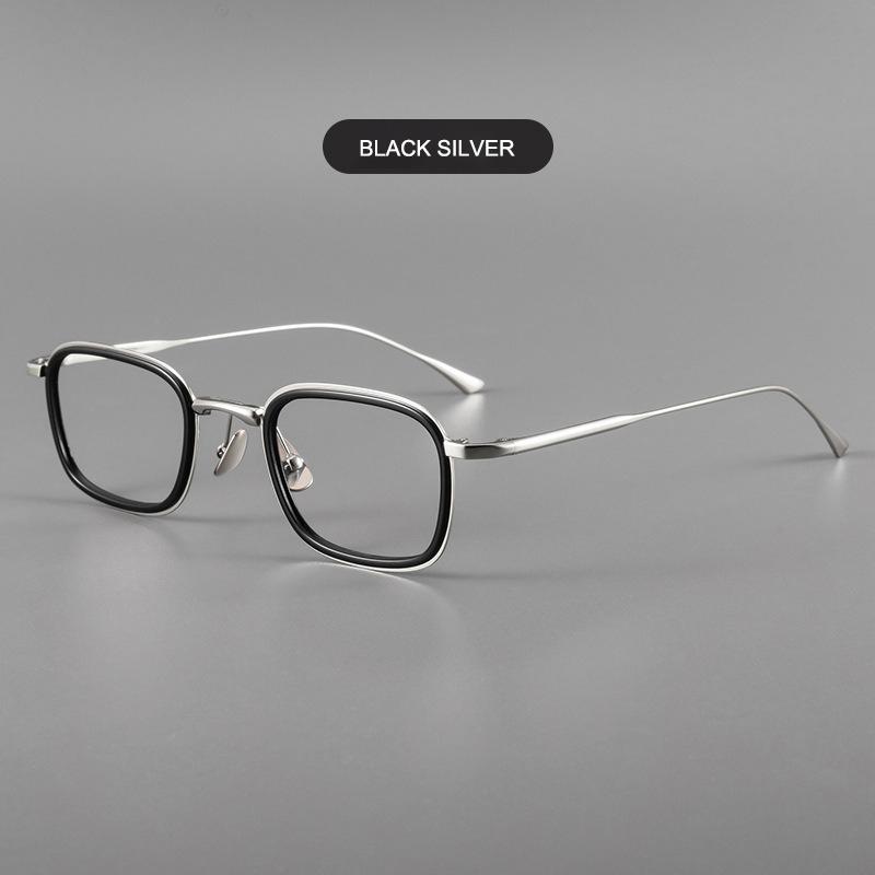 Retro Luxury Ultra-Light Half-Titanium Glasses Frame Women Square Eyeglasses Double-Rim Design Men Business Casual Spectacles