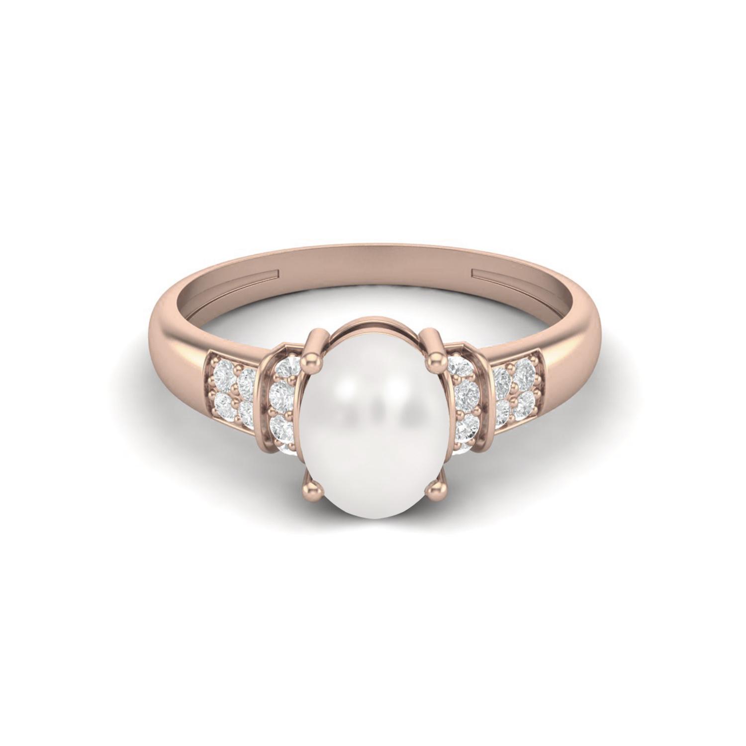 

925 Sterling Silver Rose Vermeil 1.66 Ct Oval Cut Pearl Engagement Women Ring 12 ярко-розовый