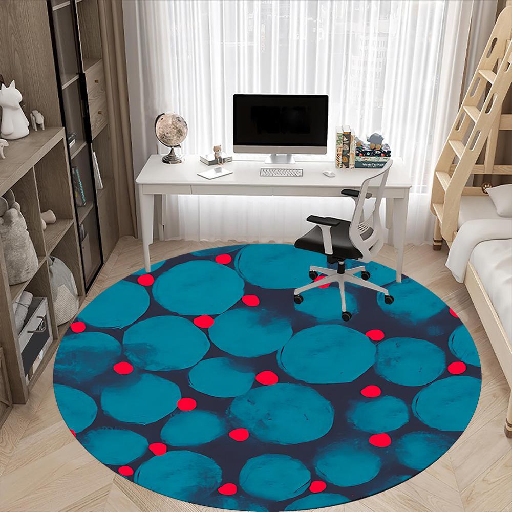 1pc Bubbles Red Office Round Area Rug, Indoor Mat Suitable For Office, Under Office Chairs Bedroom Living Room Home Decor, Room Deco 170