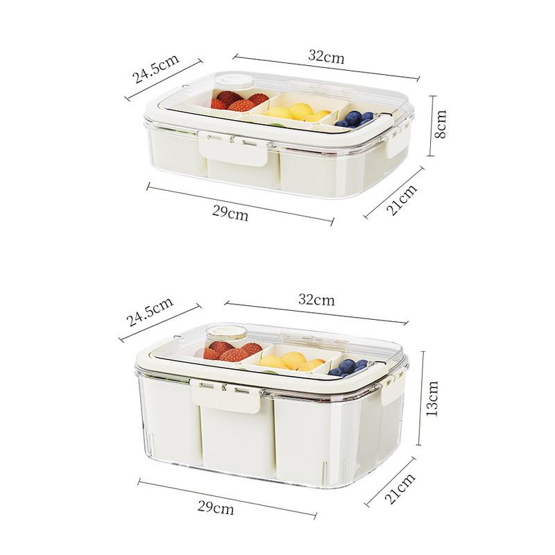 Outdoor Picnic Compartmentalised Food Grade Fruit Container Portable Convenient Crisper Kitchen Fridge Organiser