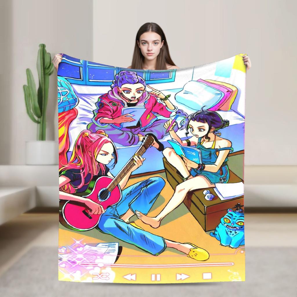 K-KPop Demons Hunters Blanket  Soft Fluffy Plush Throw Blanket For Children Living Room Flannel Bedspread Bed Cover