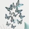 12 Pieces Colorful Butterfly Wall Stickers Set 10 Colors Hollow Cut Out DIY Pearl Paper Simulation Decor for Home Room