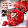 Unisex Red Christmas Digital Print Curved Baseball