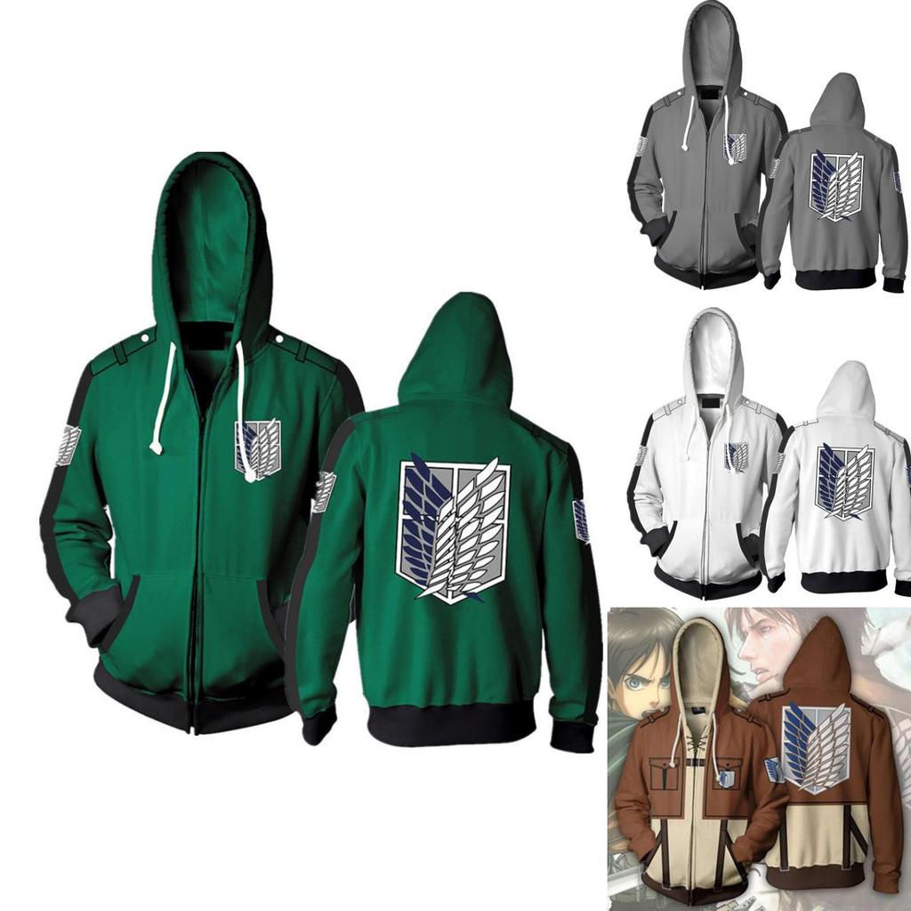 Premium Attack On Titan Hoodie Hooded Sweater Sweatshirt Zipper Coat Cosplay Costume For Fans