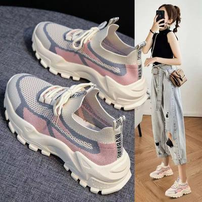 Fashion Mesh Platform Sneakers Socks Shoes Tenis Breathable Casual Women Woven Fabric Breathable Sports Shoes Zapatillas Mujer