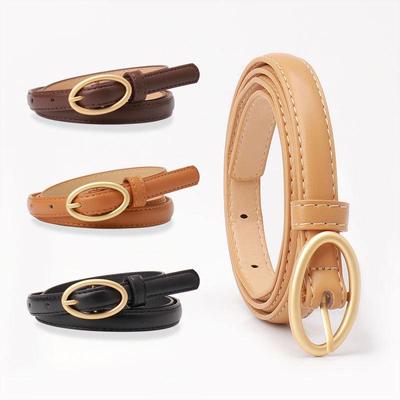 Stylish Women's Candy Color Thin Belt with Oval Pin Buckle