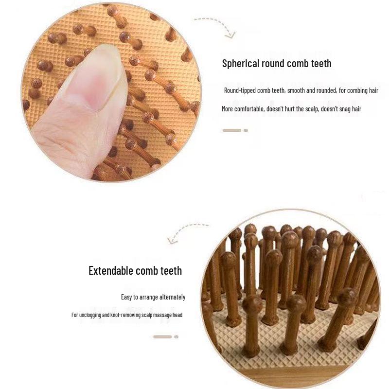 Natural Bamboo Wood Air Cushion Massage Detangling Comb for Curling and Hairdressing