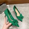 Fashion Office With Bow Off White Women's Shoes Leather Casual Wholesale Non Slip High Quality Fashion Chic Point Footwear Ladies Pumps